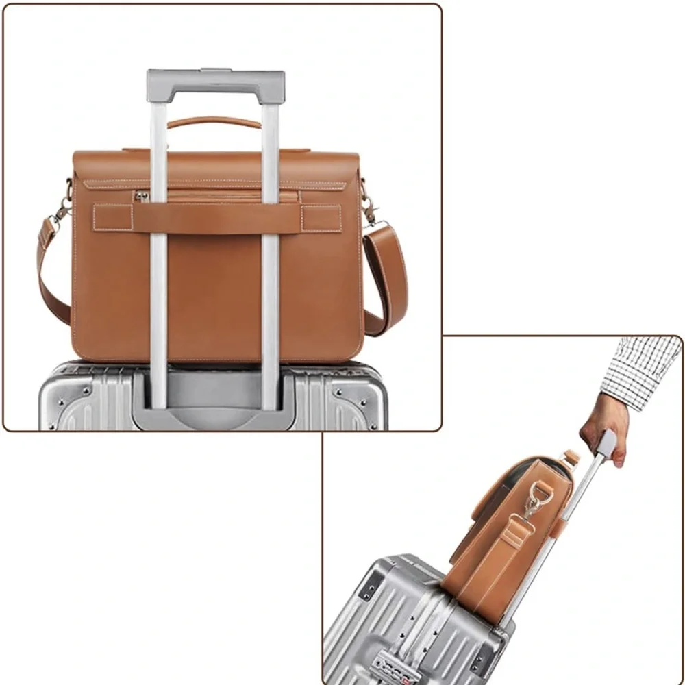 Unisex Messenger Bag PU Leather Laptop Briefcase Satchel Shoulder Bag